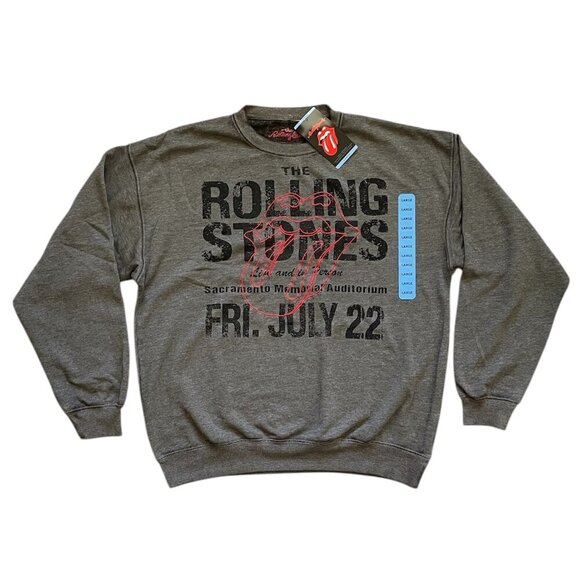 Rolling Stones Sweatshirt Crew Neck Pullover Tongue Logo Grey Size L - Picture 1 of 6